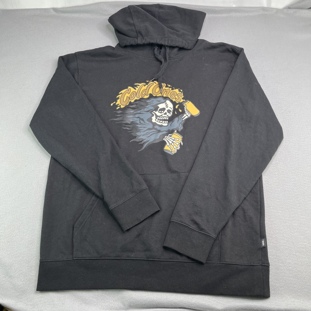VANS Cold Ones Black Hoodie Sweatshirt Size Large Chillin Since 1966 Vans